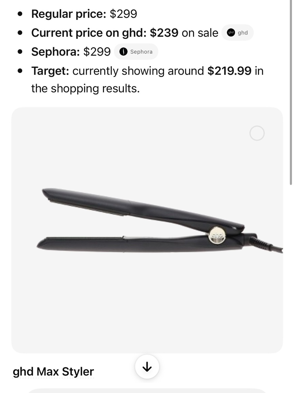 ghd Black Max Styler Professional Hair Straightener